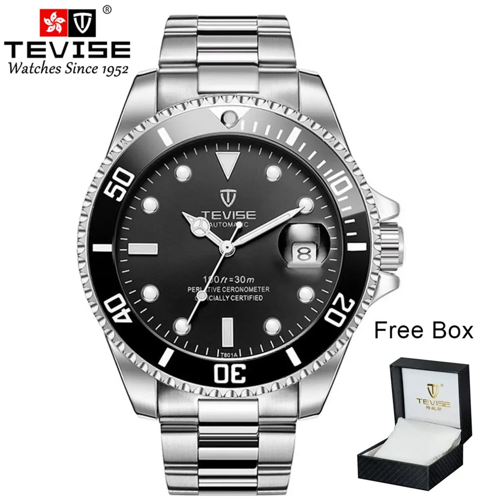 

Tevise Green Water Ghost Watch Men'S Mechanical Watch Steel Belt Waterproof Single Folding Buckle Automatic Watch 15 colors