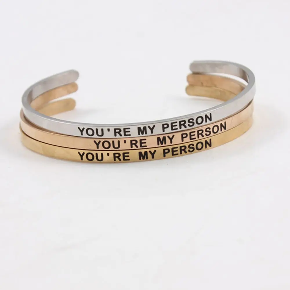 Браслет с мантрой YOU'RE MY PERSON браслет шириной 4 мм из нержавеющей стали 316L