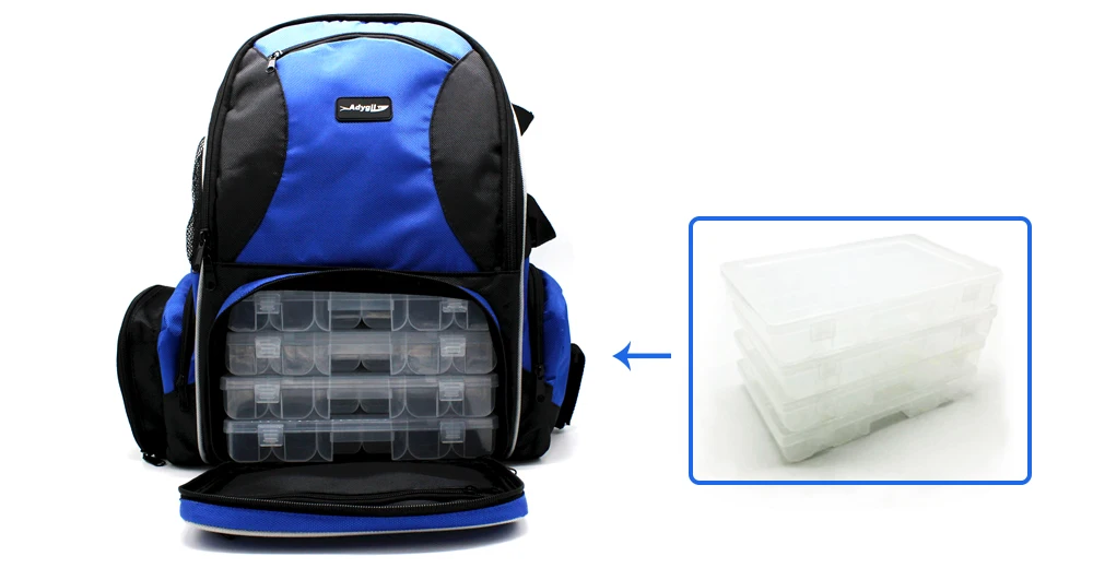 Caixas de Utilidade Bolsa de Pesca Estação com 4 Adygil Pesca Tackle Back Pack Média 9 Adygil pesca tackle back pack estação com