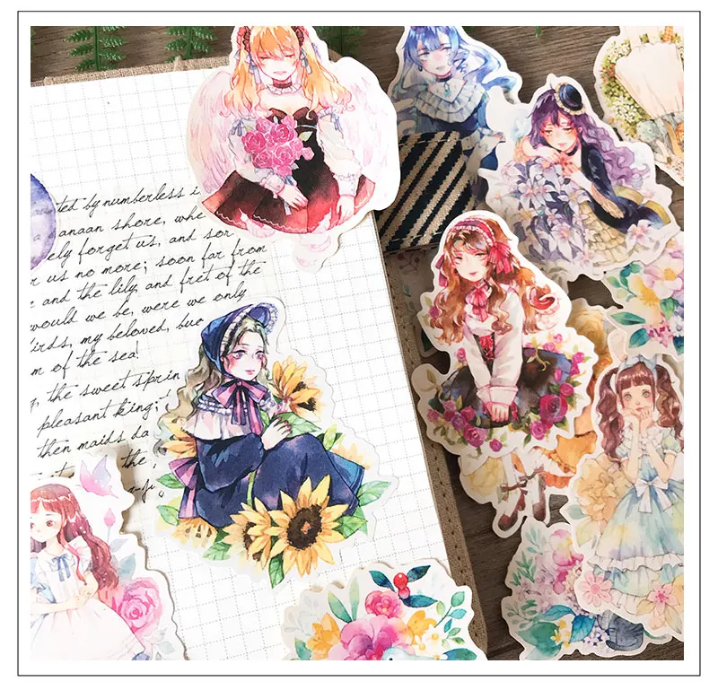 

20pcs Flower and Girl Anime stickers/Scrapbooking Stickers /Decorative Sticker /DIY Craft Photo Albums