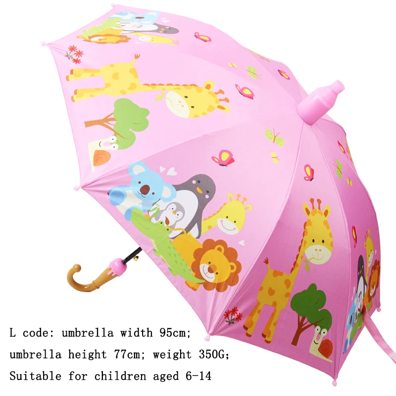 L giraffe pink Зонты с длинными ручками и рисунком из мультфильма, 8 ребра, детский зонт от дождя, солнцезащитные зонты для мальчиков и девочек, уличные зонты от дождя - Цвет: L giraffe pink