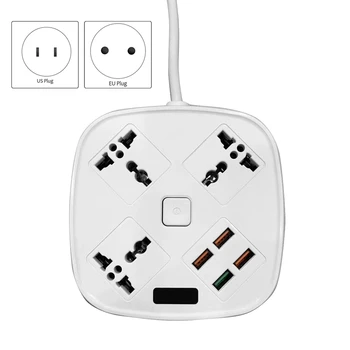 

Square Power Strip with 3 Sockets 4 USB Fireproof Multifunctional