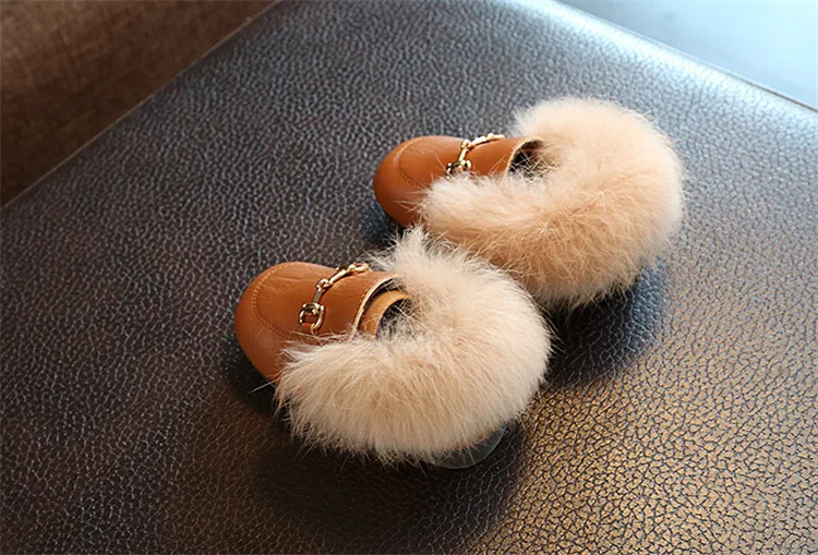Зимняя маленькая обувь принцессы для маленьких девочек модная мягкая обувь для малышей с кроличьим мехом теплая бархатная обувь для малышей