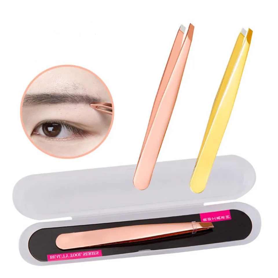 

1pcs Rose gold Stainless Steel Eyebrow Clip Eyebrow Tweezers Eyebrow Clip Makeup Eyebrow Clip Portable Eyebrow Clamp for Man Wo