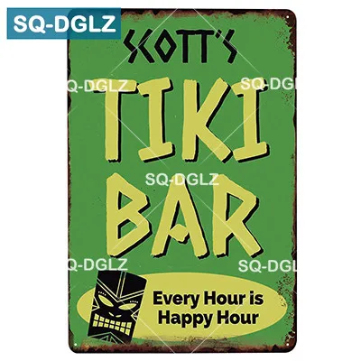 [SQ-DGLZ] TiKi Bar металлическая вывеска для клубного паба, декоративная доска, металлические старинные ремесла, домашний Декор, живопись, плащи, художественный плакат - Цвет: 1715
