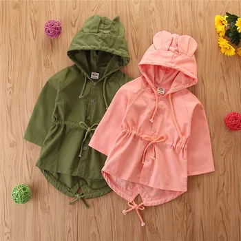 

Baby Girl Clothes Coat Spring and Autumn Girls Hooded Middle Small Children Spring Long-sleeved Mid-length Outerwear Baby Tops