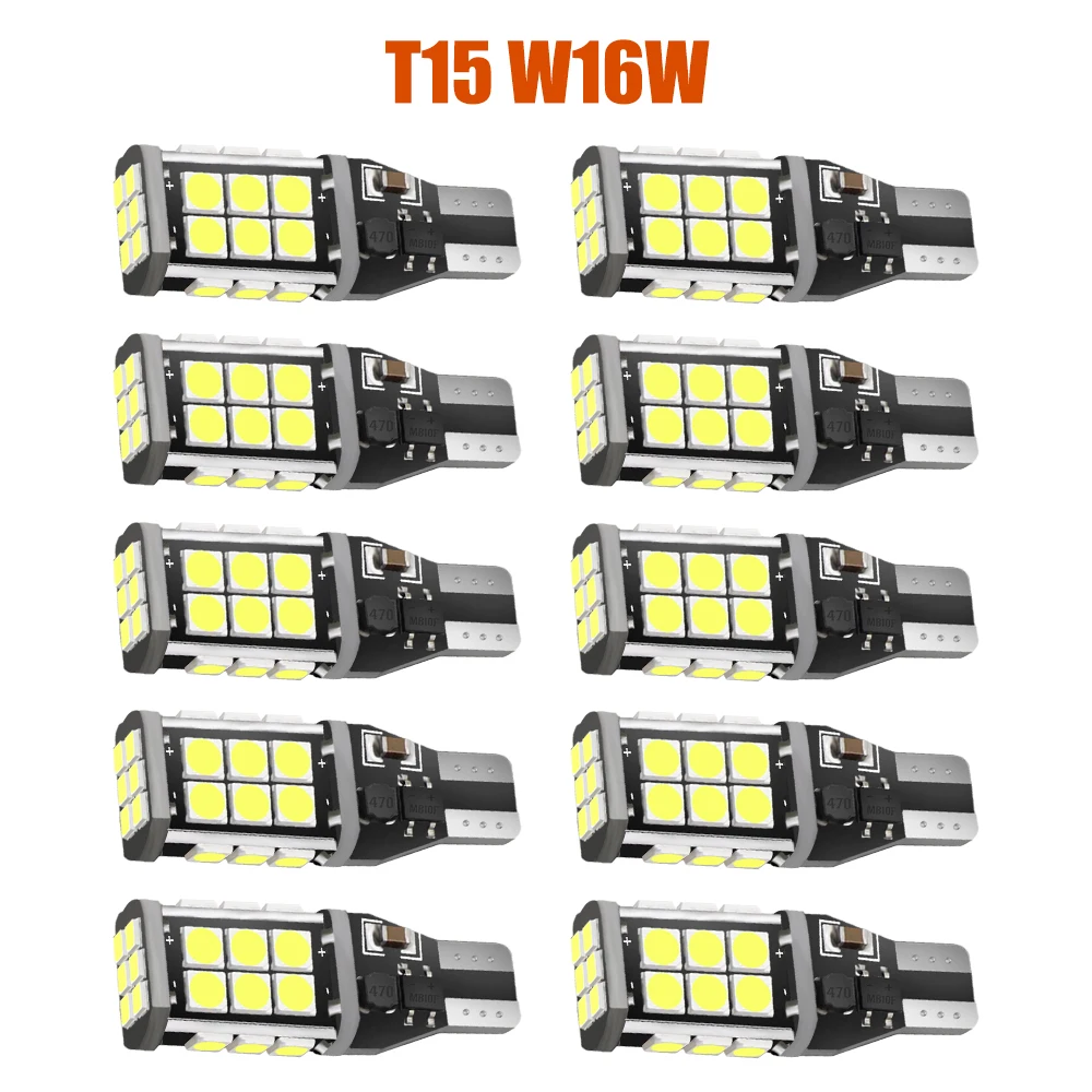 10 шт. T15 W16W 921 912 супер яркий 1200Lm 24 3030SMD CANBUS без ошибок OBC автомобиля резерв огни лампы Хвост ксеноновая лампа белый