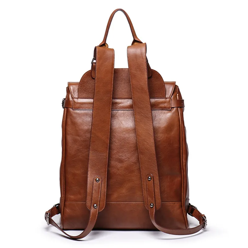 Nesitu Высокое качество Винтаж коричневый кофе из натуральной кожи 1" 15,6" Ноутбук женские и мужские рюкзаки женская мужская дорожная сумка M9036