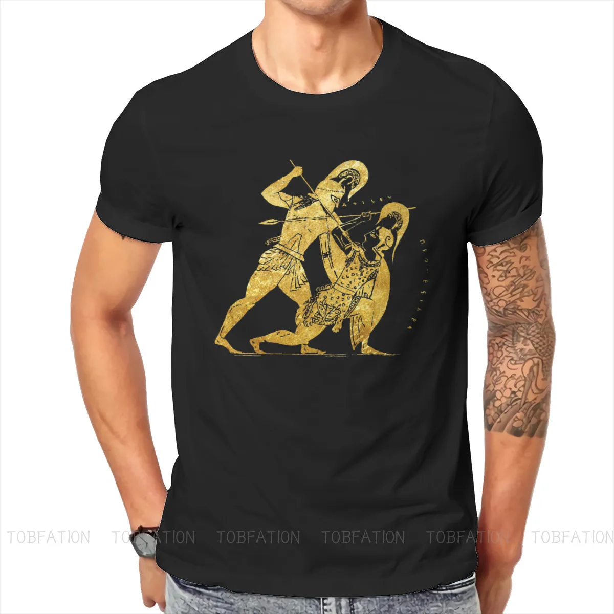Urban Backwoods Achilles Portrait T-shirt Uomo, Modello Regular Fit, Cotone Jersey 190 G/m², Taglie S-5XL