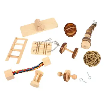

10Pcs Pet Toys Wooden Pet Grinding Playthings Pet Supplies Pet Plaything Chewing Toy for Hamster