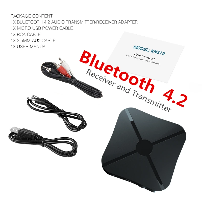 Bluetooth 4.2 Kebidu 2 в 1 Bluetooth 4,2 5,0 приемник и передатчик Bluetooth беспроводной адаптер аудио с 3,5 мм AUX аудио для домашнего ТВ ПК - Цвет: Bluetooth 4.2