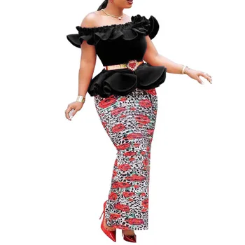 

Elegant Dress Women for Wedding Party Long Sexy Slash Neck Bodycon Back Split Ruffles Floral Print Tight Night Dinner Dresses