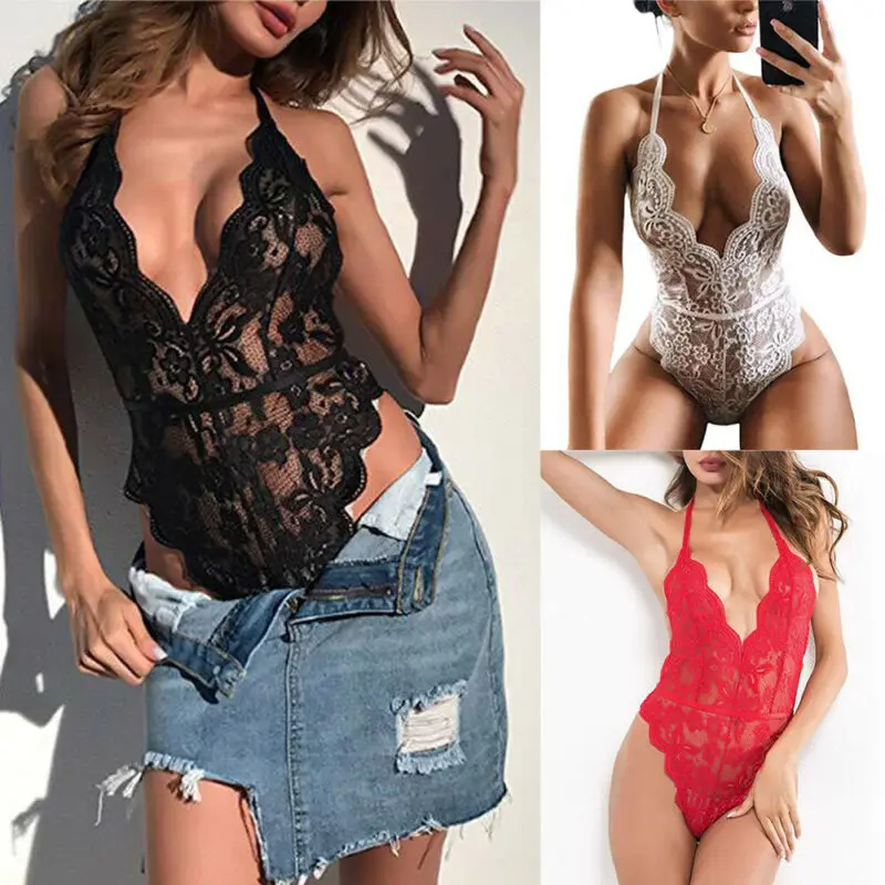 Женские сексуальные комбинезоны с глубоким V образным вырезом и цветочным