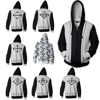 

Men and Women Zip Up Hoodies Anime Bleach Hoodie Sweatshirt Ichigo Kurosaki Cosplay Costumes Rukia Harajuku Streetwear