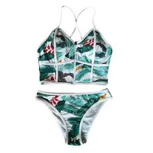 Женское сексуальное бикини на молнии с высоким воротом, Цветочный купальник бикини, бикини для женщин, бразильские стринги, купальный костюм, бикини с пуш-ап