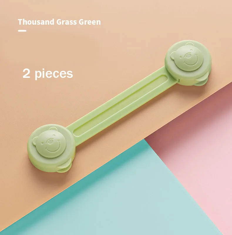 KC036-green 2 шт. детский безопасный замок подходит для ящика шкафа холодильника двери мебель для детей предотвращения защемления защиты ребенка - Цвет: KC036-green