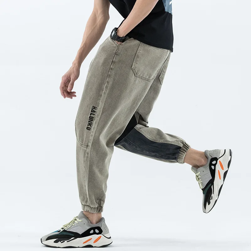 

2019 Spring And Summer New Green Workwear Men's with Drawstring Shawn Harem Pants INS Pocket Lettered Beam Leg Casual Pants
