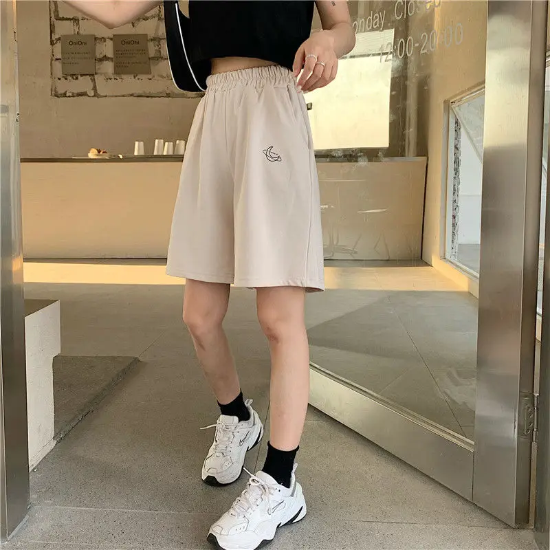 paperbag shorts Shorts Women Embroidery Elasticity Lovely Girls Korean Style Sweet Students Harajuku Colorful Simple Oversize Trousers Female swimming shorts