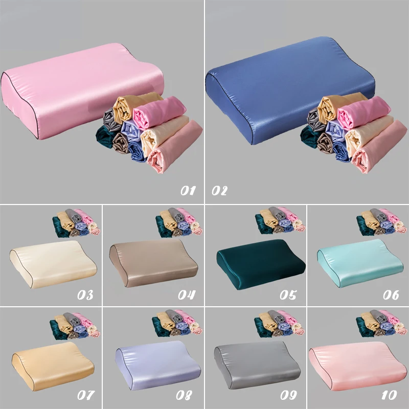 1 Pcs Luxury Satin Pillowcase 30cmx50cm/40cmx60cm Pure Color Luxury Comfortable Imtation Satin Memory Foam Pillow Cover 3