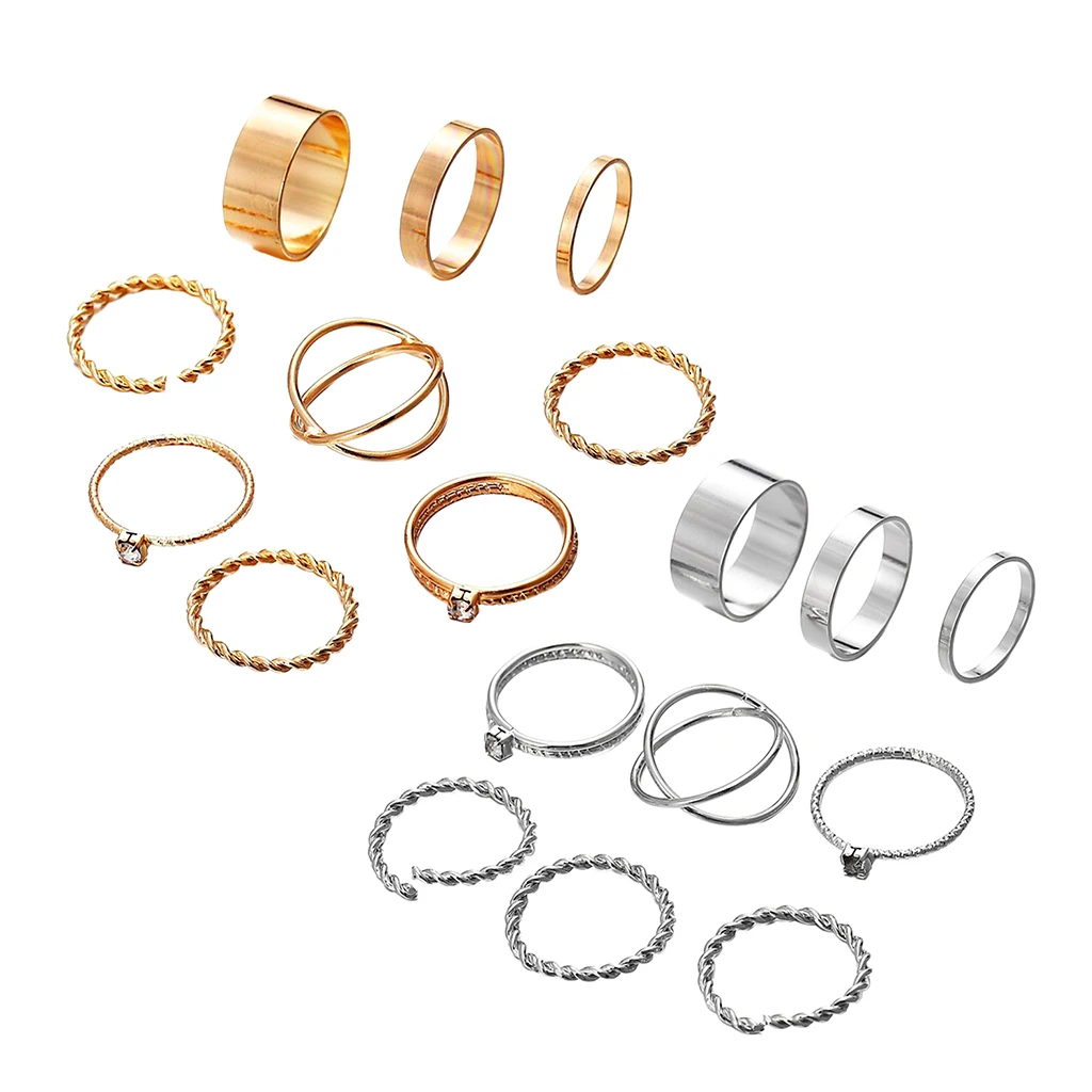 6Pcs Mid Finger Knuckle Rings Set Thumb Stack Plain Ring Band Charm Jewelry Bohemian Beach Decoration