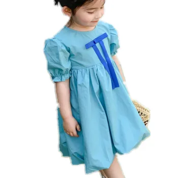 

2020 Summer New vintage princess Dress Short Puff Sleeve Pleated Party Girls Dress Toddler Kids Baby Girl ball gown