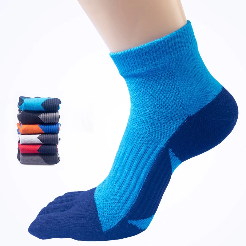 Мужские спортивные хлопковые носки с пятью пальцами впитывающие пот для бега