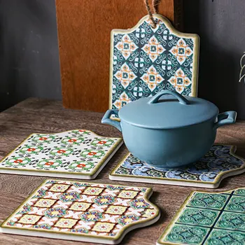 

'The Best Moroccan Ceramic Trivet Pot Holder Non-Skid Heat Insulation Hot Pot Pad Mug Cork Mat Cork Holder Bowl Coasters 889
