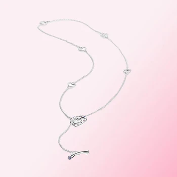 

2019 100% 925 Sterling Silver Classic Bright Hearts Necklace Women Charm Fashion Personality Jewelry Free shipping Wholesale