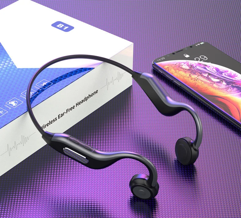 

Conductive Bluetooth headset wireless dual ear with memory motion waterproof bone sensor ear hook Bluetooth 5.0