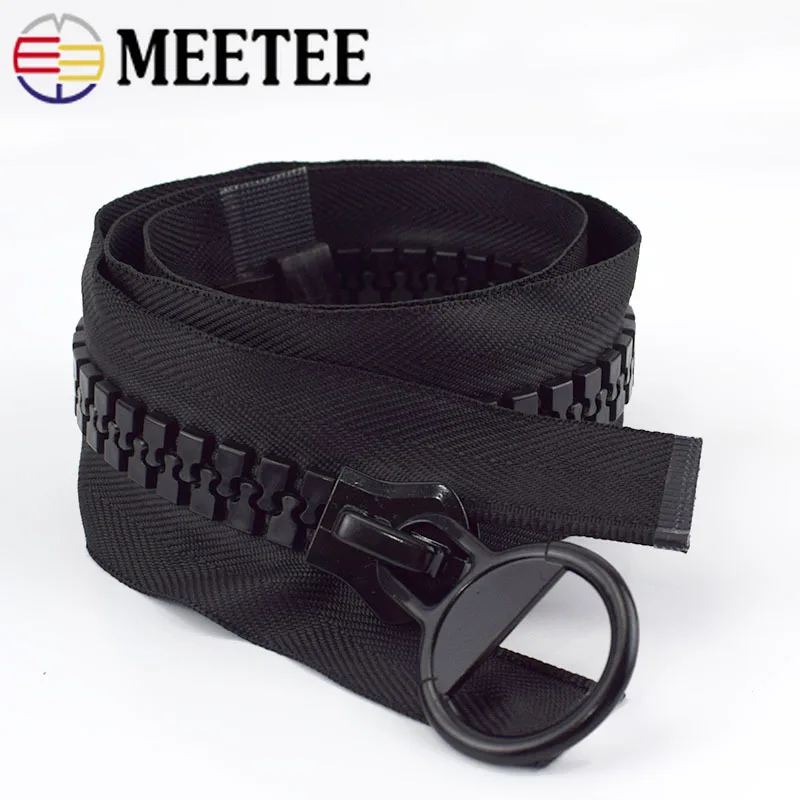 Meetee 1 шт. 60/75/100/150/200 см 20# экстра большие резиновые черная молния с открытым концом Авто замок застежка-молния DIY пуховик пальто швейная фурнитура