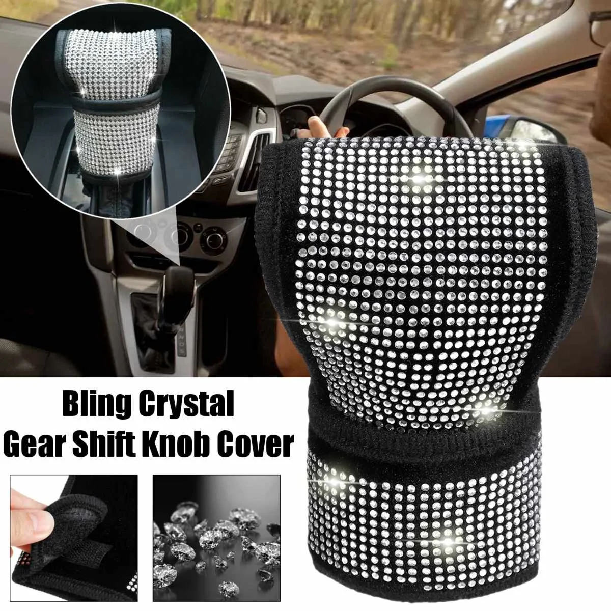 Bling, автомобильный кристалл, рычаг переключения передач, ручка, крышка, универсальные Стразы, авто рычаг переключения передач
