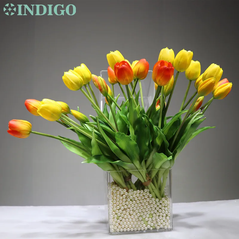 Индиго-настоящее прикосновение силиконовый оранжевый тюльпан высокое качество голландский Тюльпан Букет Искусственный цветок свадебный цветок Вечеринка