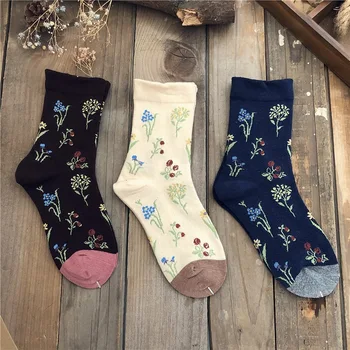

Flowers Women Sock Cartoon Woman Socks Colorful Womans Crew Casual Cotton Sox Girls Spring Trendy Japanese Vintage Skarpetki