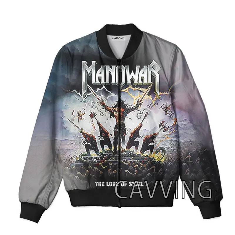 New Fashion Women/Men's 3D Print  Manowar Band Zipper Bomber Jackets Men Overcoat Mens Coat Zip Up Jackets 4