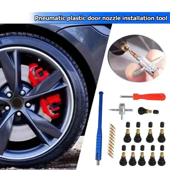 

23pcs/Set Valve Core+Valve Stem+Core Remover+Stem Puller+4 Way Tire Repair Tool High Quality And New Tire Repair Tools
