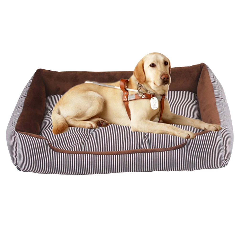 

Warm Winter Pet House Dog Bed Mat House Pad Nest Dog Stripe Bed With Kennel For Small Medium Large Dogs Plush Cozy Nest A
