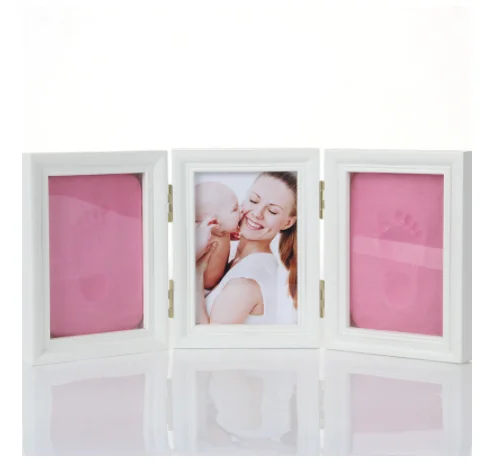 Baby Hand&Foot Print Hands Feet Mold Maker Baby Photo Frame With Cover Fingerprint Mud Set Growth Memorial Gift