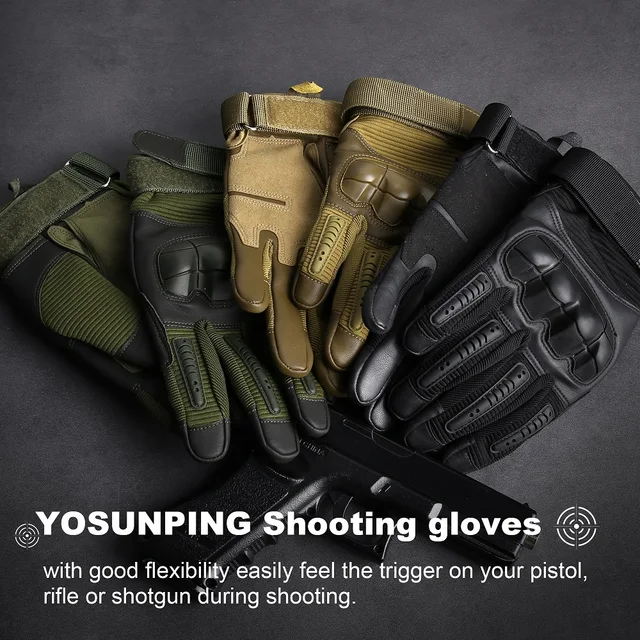 Full Finger Tactical Army Gloves Military Paintball Shooting Airsoft PU Leather Touch Screen Rubber Protective Gear Women Men 5