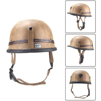 

Adult Open Face Half Helmet PU Leather Motorcycle Racing Helmet Motorbike Helmet Safety Helmet For Women/Men