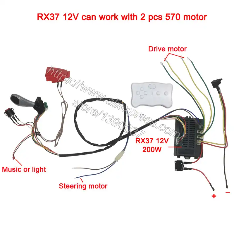 Children electric car DIY modified wires and switch kit,with 2.4G