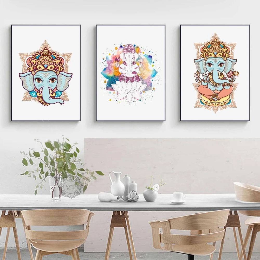 Индуистский слон голова Бог господин Ганеш произведение искусства на холсте