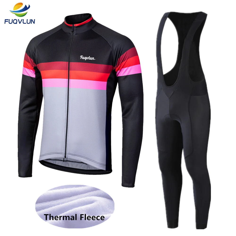 FUQVLUN Зимняя Теплая Флисовая велосипедная одежда, мужская одежда для велоспорта, спортивная одежда для езды на горном велосипеде, одежда для велоспорта с длинным рукавом - Цвет: Cycling Set