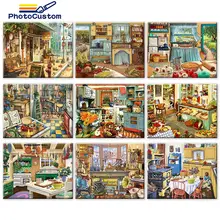PhotoCustom Pictures by numbers shop Landscape DIY Acylic kits Paintings Home Decor Oil Painting Unique Gift