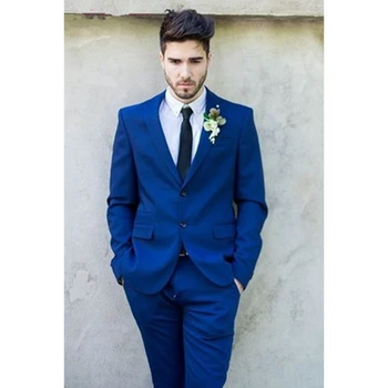 

Latest Coat Pant Designs Royal Blue Men Suit Formal Wedding Blazer Prom Gentle Groom Custom Jacket 2 Piece Terno