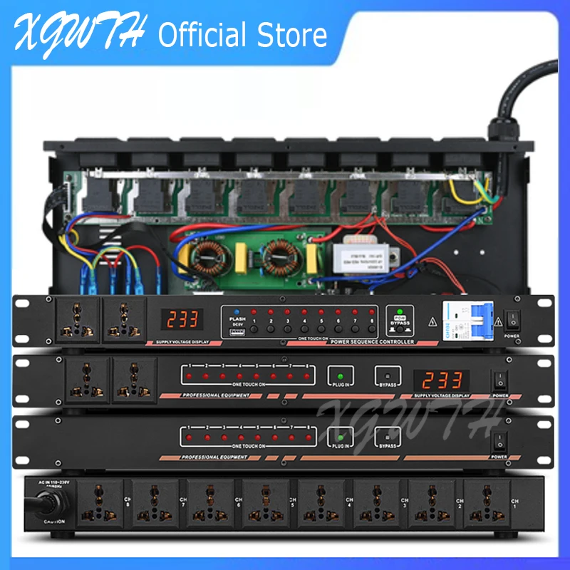 

XGWTH 10 Output Rack Mount LCD Power Sequence Controller 32A 6000W Conditioner Surge Protector Power Supply Regulator Air Switch