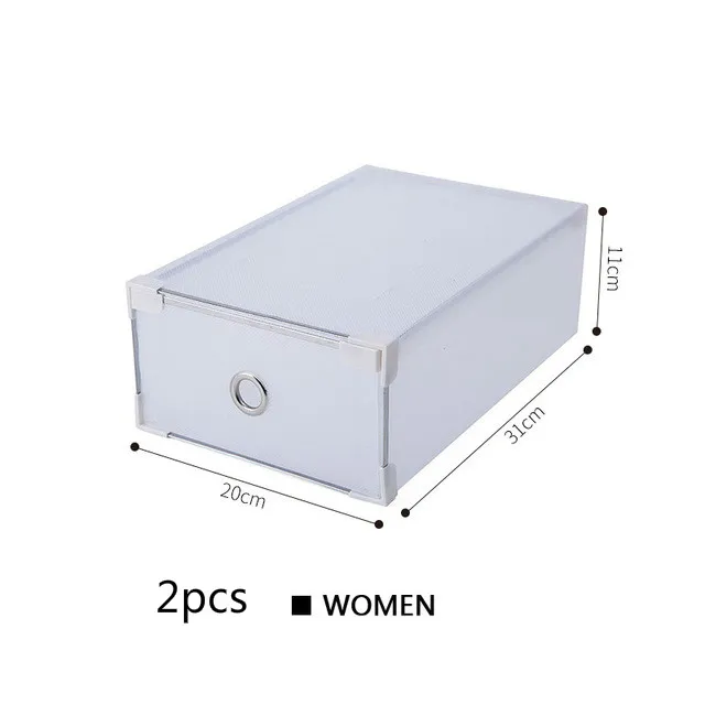Складная простая полупрозрачная коробка для хранения обуви, толстые пластиковые ящики для хранения обуви, коробка для хранения пыли, комбинированный органайзер для хранения обуви - Цвет: 2pcs Women