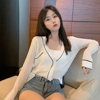 

2019 Sweater Summer Cardigan Hollow Loose Sunscreen Air Conditioning Shirt Thin Section Women Knit Short Cardigan Coat