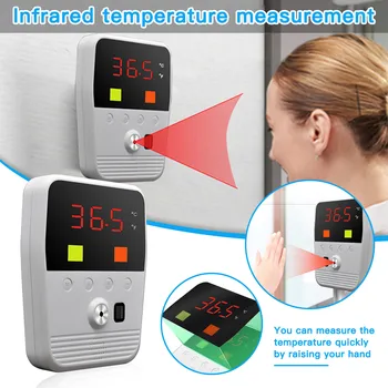 

Non-contact Voice Broadcast Useful Wall Column Type Thermometer School Shopping Mall Body Temperature Alarm Thermometers