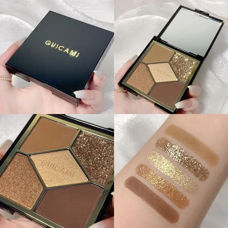 Five-color Pearlescent Eyeshadow Palette Five-color Eyeshadow Eye Makeup Palette Cosmetics Earth Color INS Popular eye shadow eye shadow plate