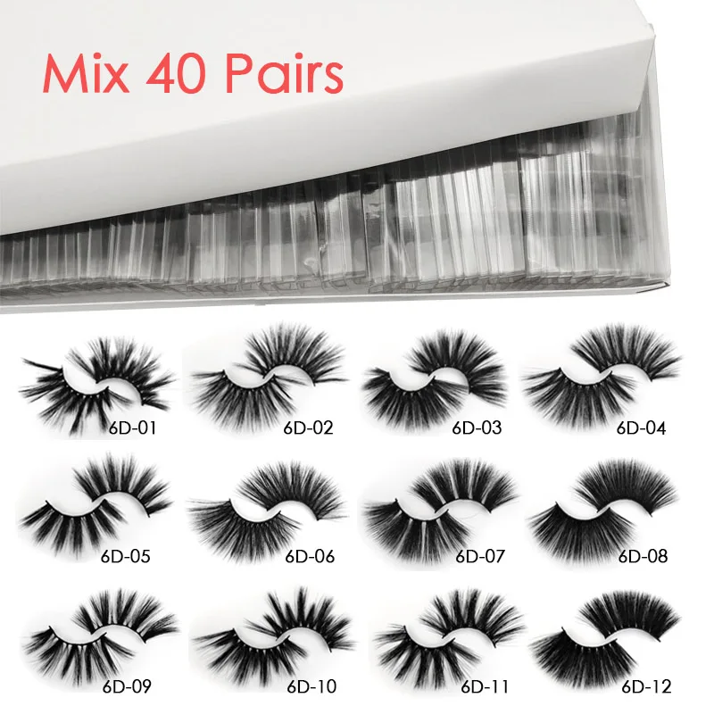 Mix 40 pairs YSDO с фокусным расстоянием 25 мм ресницы серо-коричневого цвета,, 20 Вт, 30 Вт, 40/50/100 набор кистей для макияжа, 3D ресницы серо-коричневого цвета с фокусным расстоянием 25 мм длинных накладных ресниц драматический ресницы «maquiagem» - Цвет: Mix 40 pairs